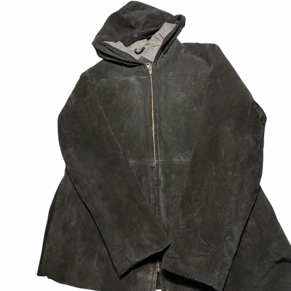 Junction West Black Leather Women's Suede Jacket W/Hoodie Sz Small - Picture 7 of 14